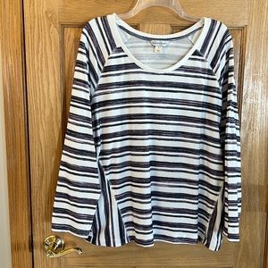 Christopher & Banks - Striped Top - White & Purple -  XL